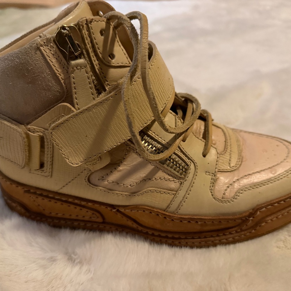 Versace High-Top Sneakers - Cream and Brown